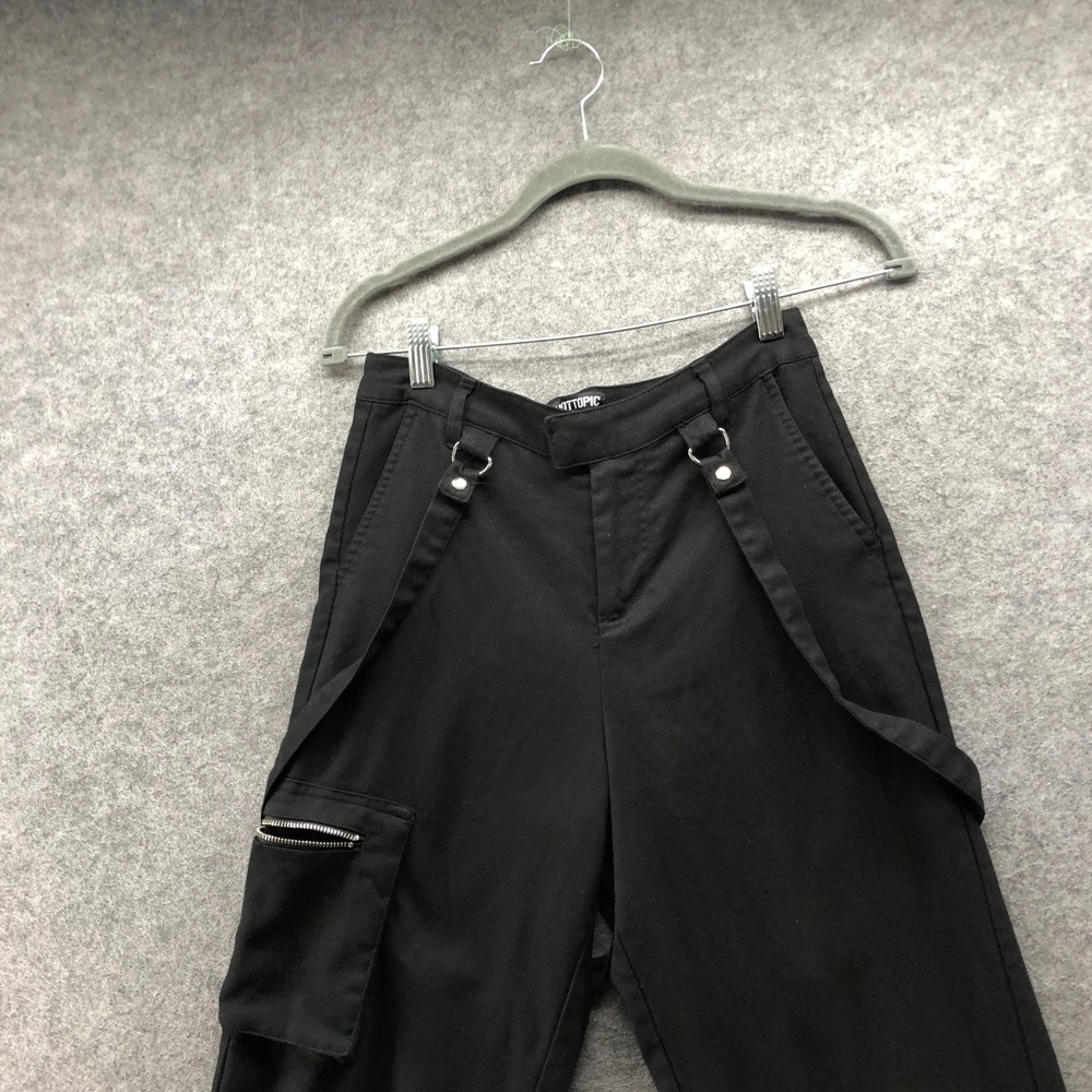 Hot Topic Black Strap Cargo Jogger Pants Womens XS Junior 1 Harness Cyber Goth - Picture 7 of 9